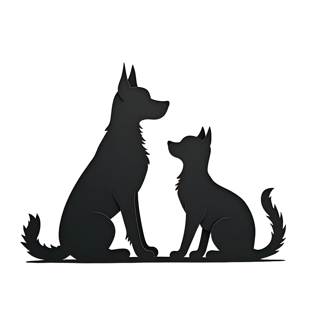 Silhouette of Two Dogs